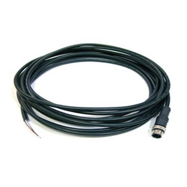 M12 A Code 3P Male to Open Cable, 5 Meter, Wire:UL 24AWG-5C Black, IP68 Protection